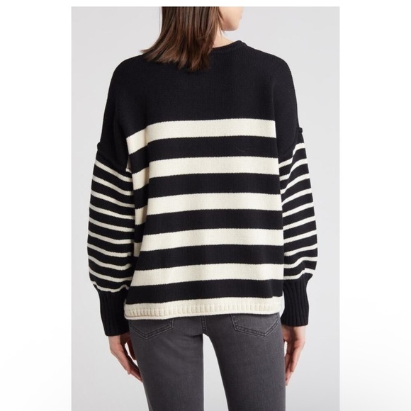 Madewell Conway Mixed Stripe Pullover Sweater Black/White Size XL - Picture 2 of 2
